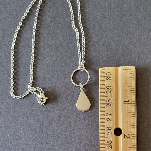 TEARDROP Circle Stainless Steel Charm Chain Necklace 18" Minimalist - Picture 11 of 11